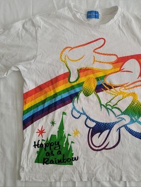 Disney Tokyo Kids White T-Shirt with Rainbow Graphic